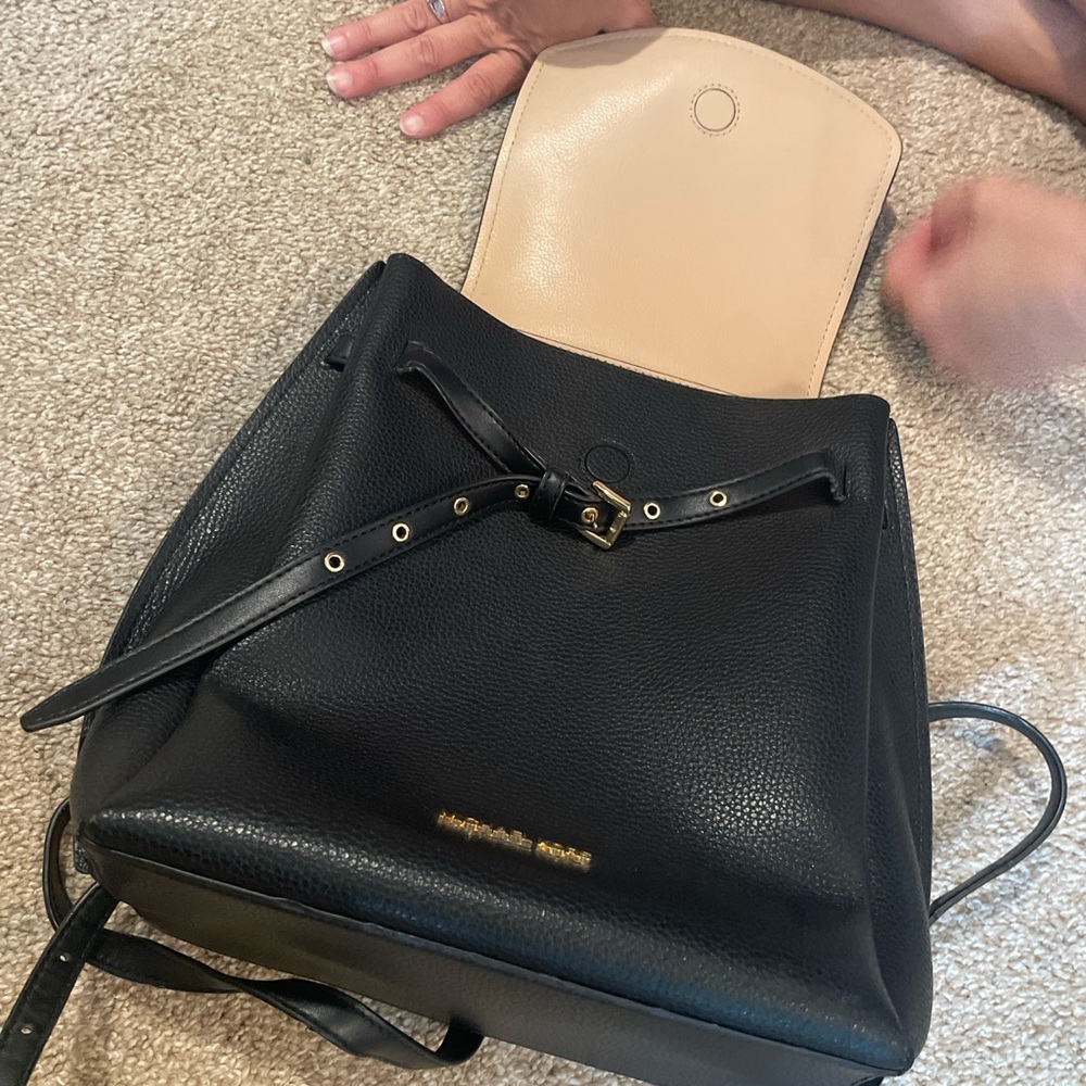 Michael Kors Black Pebbled Leather Backpack